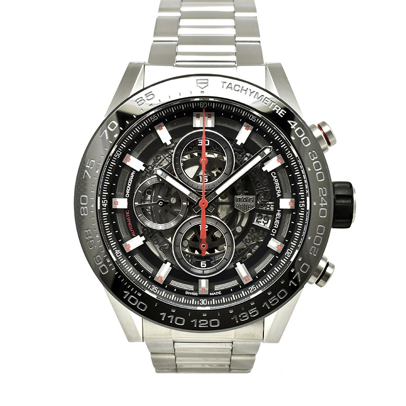 タグホイヤー　TAG HEUER　カレラ クロノグラフ キャリバー ホイヤー01 ブラック　CAR2A1W.BA0703　45mm　USED　中古