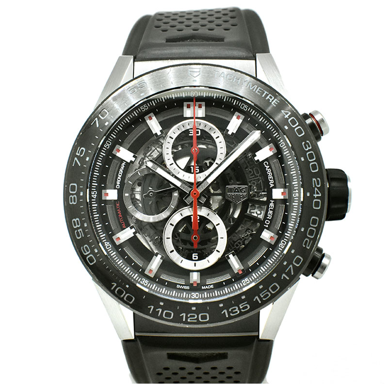 タグホイヤー　TAG HEUER　カレラ キャリバー ホイヤー01　CAR2A1Z.FT6044　ブラック　ラバー　45mm　USED　中古