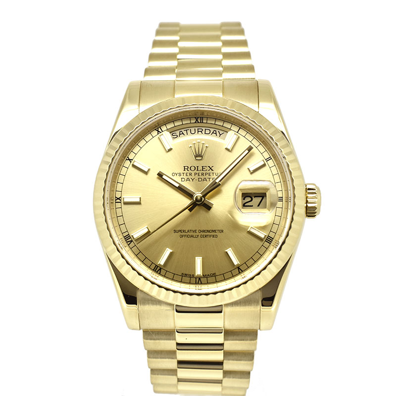 ロレックス　ROLEX　デイデイト　118238　36mm　18KYG　ランダム番　シャンパン　USED　中古