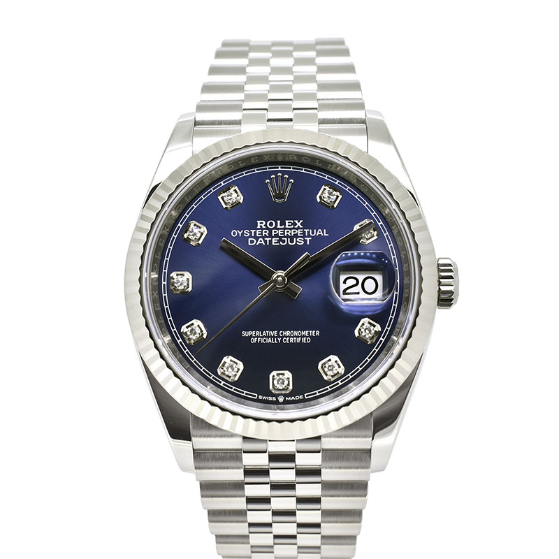 ロレックス　ROLEX　デイトジャスト36　126234G　ブルー　10Pダイヤ　36mm　USED　中古