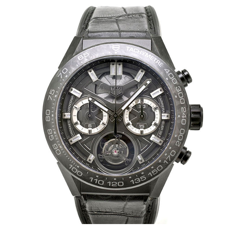 タグホイヤー　TAG HEUER　カレラ ホイヤー02T カーボン トゥールビヨン ファントム　CAR5A8P.FC6415　45mm　世界500本限定　USED　中古