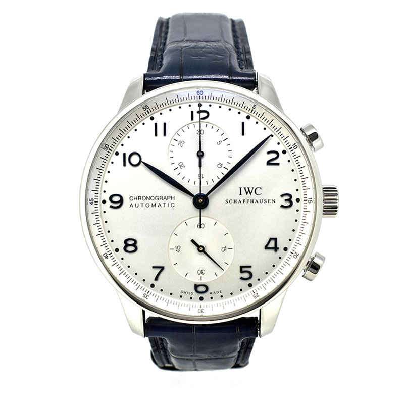 IWC　ポルトギーゼ クロノグラフ　IW371446　シルバー　青針　41mm　USED　中古