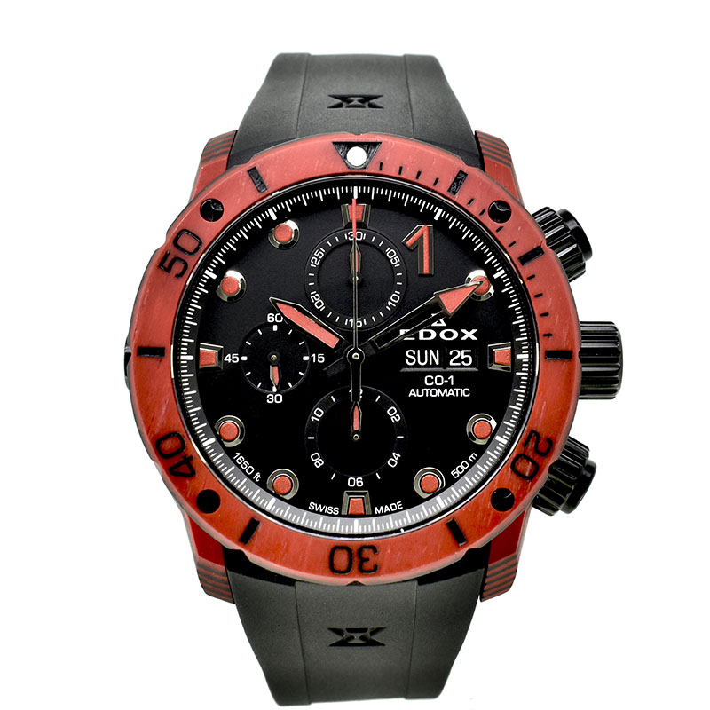 エドックス　EDOX　クロノオフショア1 カーボンクロノグラフ オートマチック　01125-CLNRN-NINRO　45mm　USED　中古