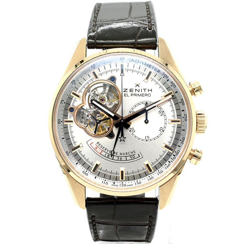 ゼニス　ZENITH　エルプリメロ クロノマスターオープン パワーリザーブ　18.2080.4021/01.C494　シルバー　18KRG　42mm　USED　中古