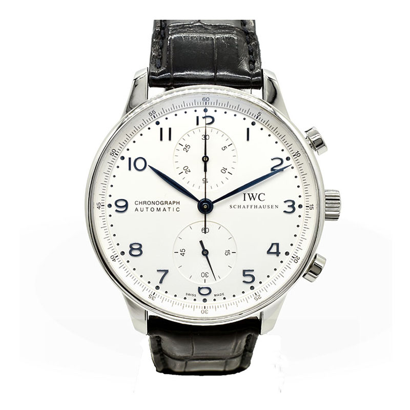 IWC　ポルトギーゼ クロノグラフ　IW371446　シルバー　青針　41mm　USED　中古