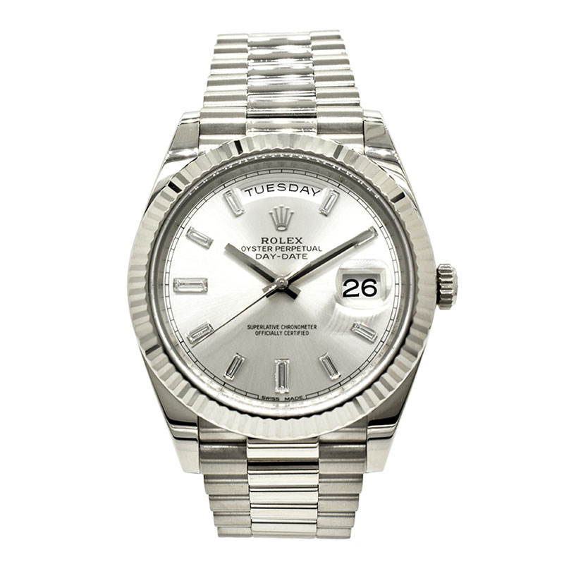 ロレックス　ROLEX　デイデイト 40　228239A　ダイヤモンド　18KWG　シルバー　40mm　USED　中古