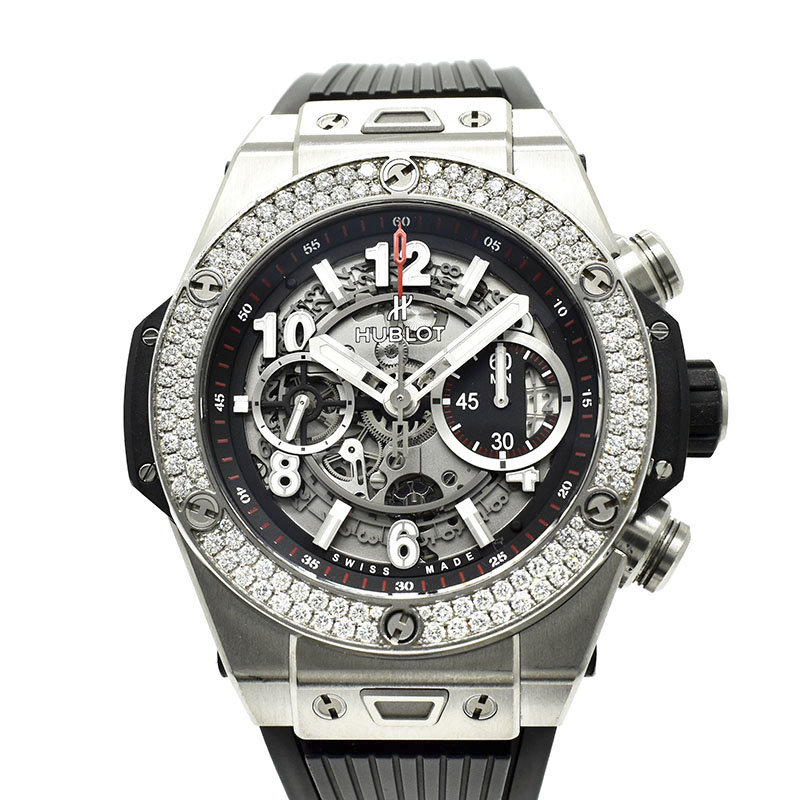 ウブロ　HUBLOT　ビッグバン ウニコ チタニウム ダイヤベゼル　411.NX.1170.RX.1104　45mm　チタン　USED　中古
