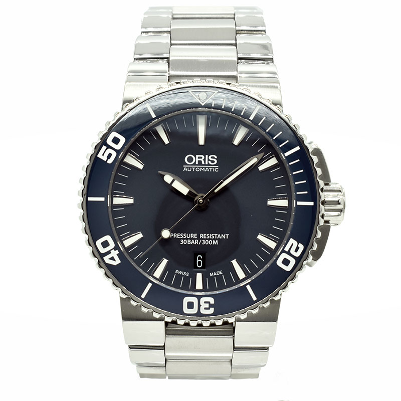 オリス　ORIS　アクイス デイト　733 7653 4155M　SS　ブルー　43mm　USED　中古