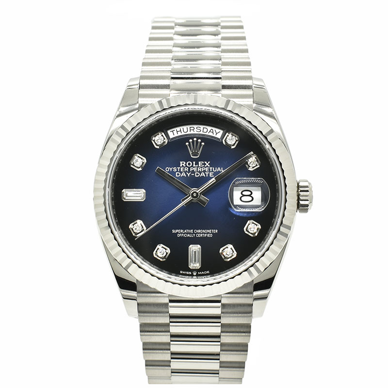 ロレックス　ROLEX　デイデイト 36　128239A　18KWG　36mm　ブルー　USED　中古