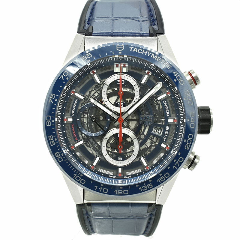 タグホイヤー　TAG HEUER　カレラ　キャリバーホイヤー01　CAR201T.FC6406　43mm　ブルー　USED　中古