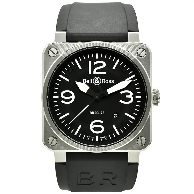 ベル＆ロス　BELL＆ROSS　BR03-92　BR0392-BLC-ST　SS　42mm　ブラック　USED　中古