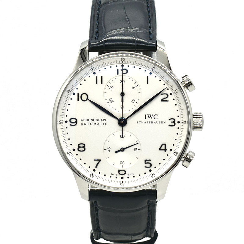 IWC　ポルトギーゼ クロノグラフ　IW371446　シルバー　青針　41mm　USED　中古