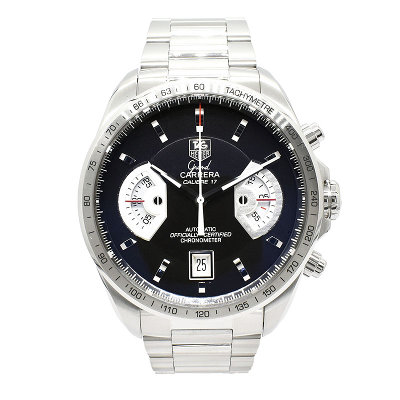 タグホイヤー　TAG HEUER　グランドカレラ クロノグラフ　CAV511A.BA0902　キャリバー17RS　ブラック　43mm　USED　中古