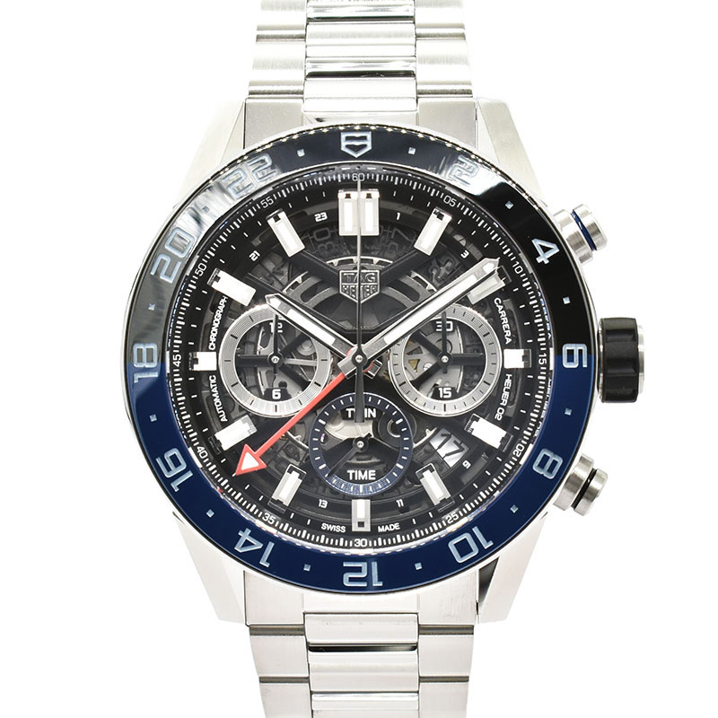 タグホイヤー　TAG HEUER　カレラ キャリバーホイヤー02 GMT　CBG2A1Z.BA0658　SS　45mm　USED　中古