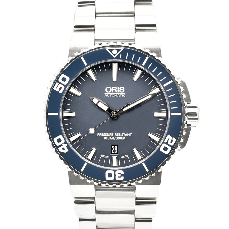 オリス　ORIS　アクイス デイト　733 7653 4155M　SS　ブルー　43mm　USED　中古
