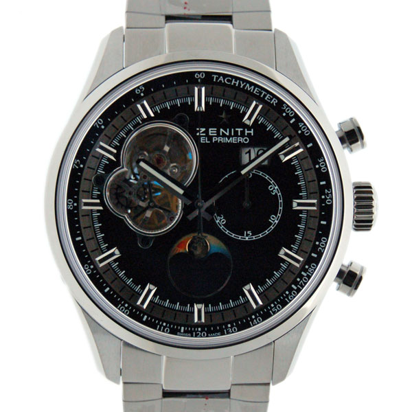 ゼニス　ZENITH　クロノマスターオープン　ムーンフェイズ　03.2160.4047/21.M2160　SS　45mm　ブラック　新品