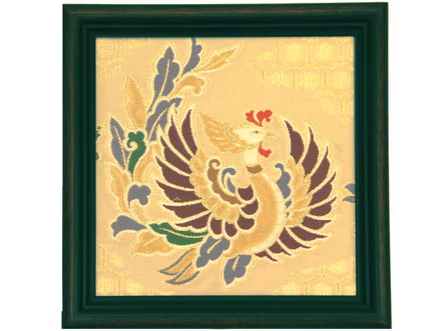 日本土産、海外への手みやげ、ギフトに！　額入り金襴「金の鳥」（春）