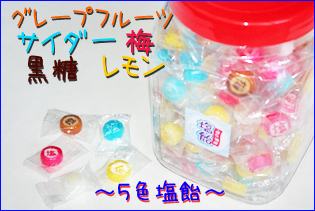容器入り五色塩飴 160個入り　塩飴シール付き