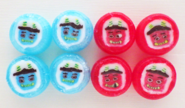 節分の飾りにもなるお菓子なら激安20%オフのポット入り赤鬼・青鬼