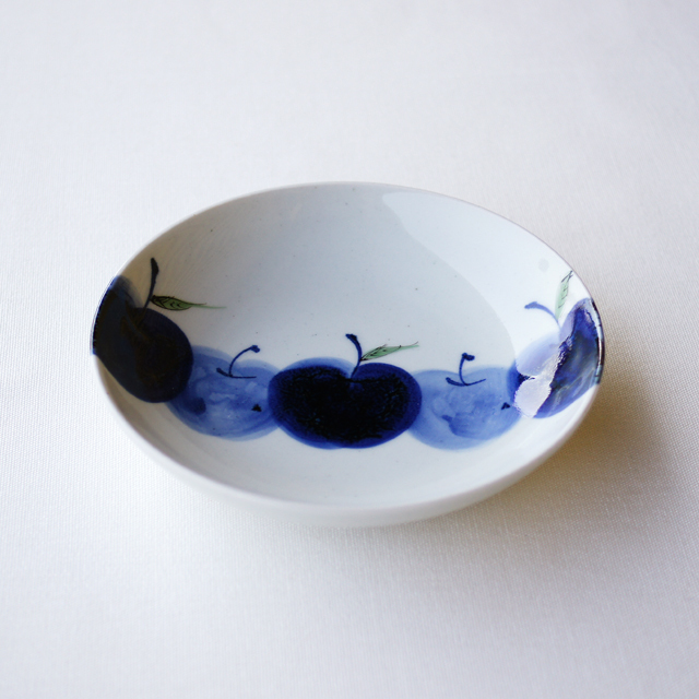 【和食器通販　金照堂】　波佐見焼敏彩窯　りんご園古代５寸皿