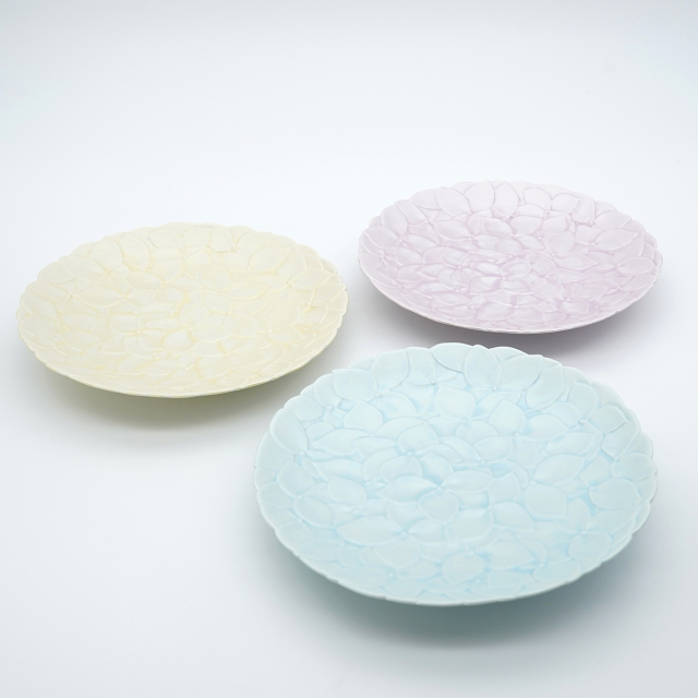 淡彩あじさい4.0皿 35枚 mint. あじさい彫りプレートM【金照堂オリジナル】