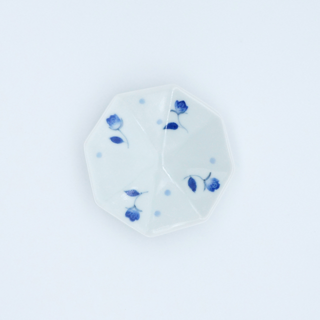 古錦 花篭手 青磁 八角皿 4枚 [B31327] 古錦 花篭手 青磁 八角皿 4枚 [B31327]