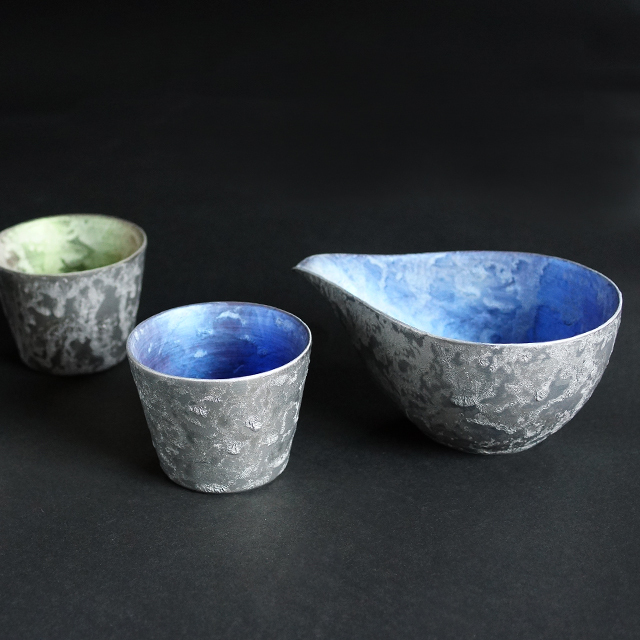 【和食器通販　金照堂】　　麟 Lin（りん）　プラチナ酒カップ（３色）