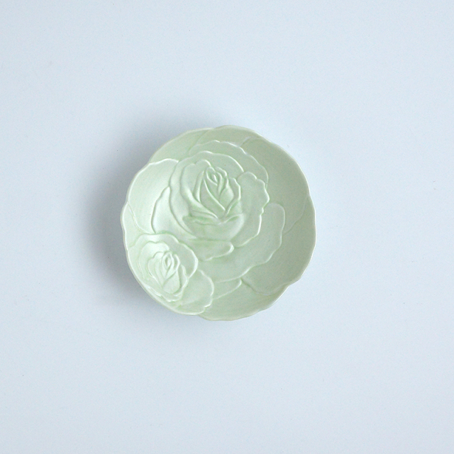 美品❗️希少❗️薔薇お皿 mint. 薔薇彫り深小皿【金照堂オリジナル】