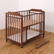 日本製 ベビーベッド ダークブラウン　木製　レギュラーサイズ 楽天市場】スリーオープンベッド b-side DX（ビーサイドDX