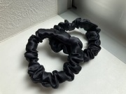 シルク サテン シュシュ ヘアゴム【ブラック】レギュラー サイズ 12mm シルク100％ KINUオリジナル 2個セット