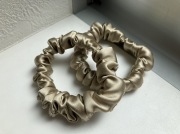 シルク サテン シュシュ ヘアゴム【ブロンズ】レギュラー サイズ 12mm シルク100％ KINUオリジナル 2個セット