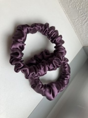 シルク サテン シュシュ ヘアゴム【プラム】レギュラー サイズ 12mm シルク100％ KINUオリジナル 2個セット