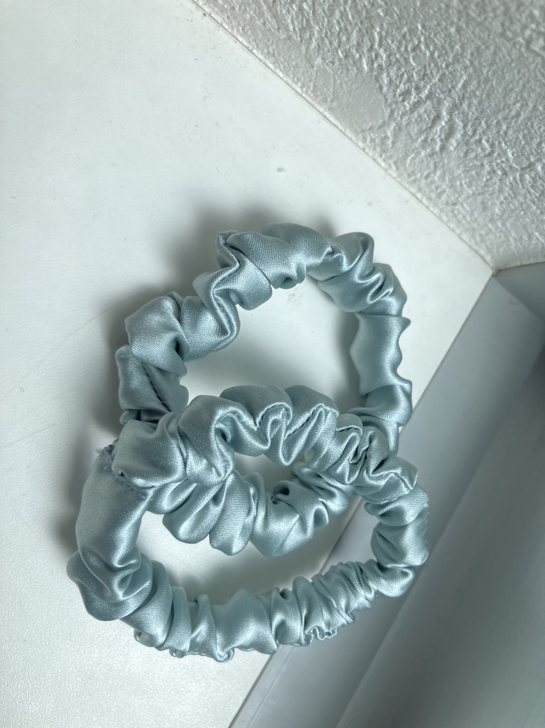 シルク サテン シュシュ ヘアゴム【アクア】レギュラー サイズ 12mm シルク100％ KINUオリジナル 2個セット