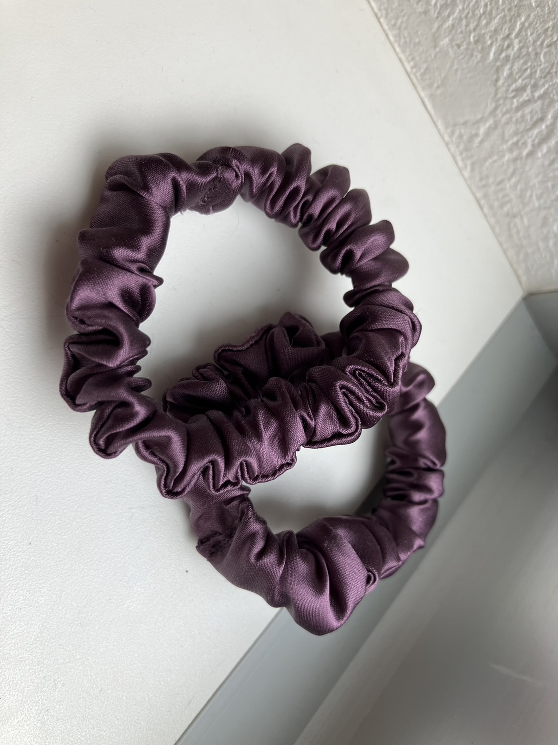シルク サテン シュシュ ヘアゴム【プラム】レギュラー サイズ 12mm シルク100％ KINUオリジナル 2個セット