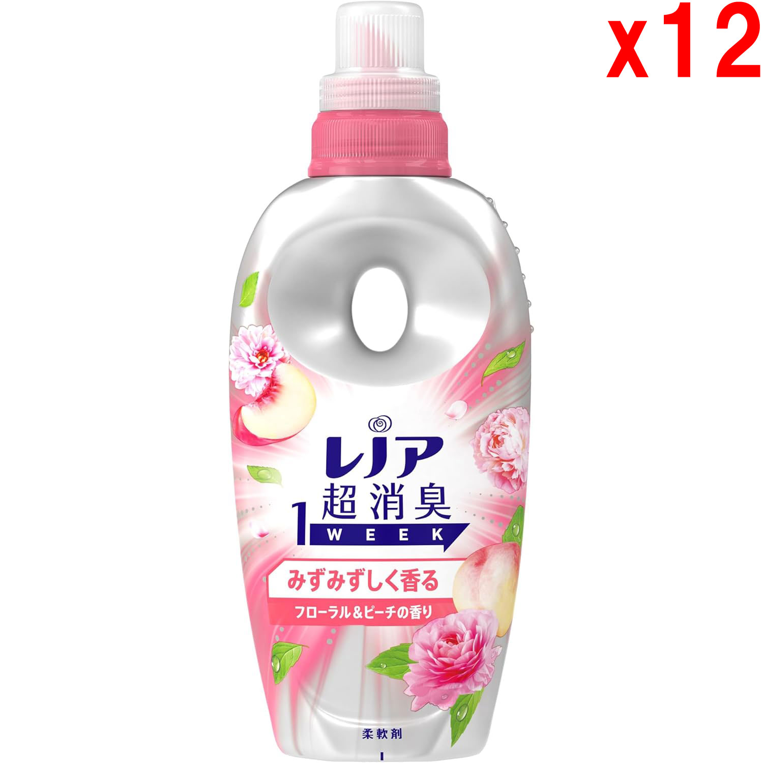 ●12個セット レノア Lenor 超消臭1WEEK 柔軟剤 みずみずしく香るフローラル&ピーチの香り 本体 490mL