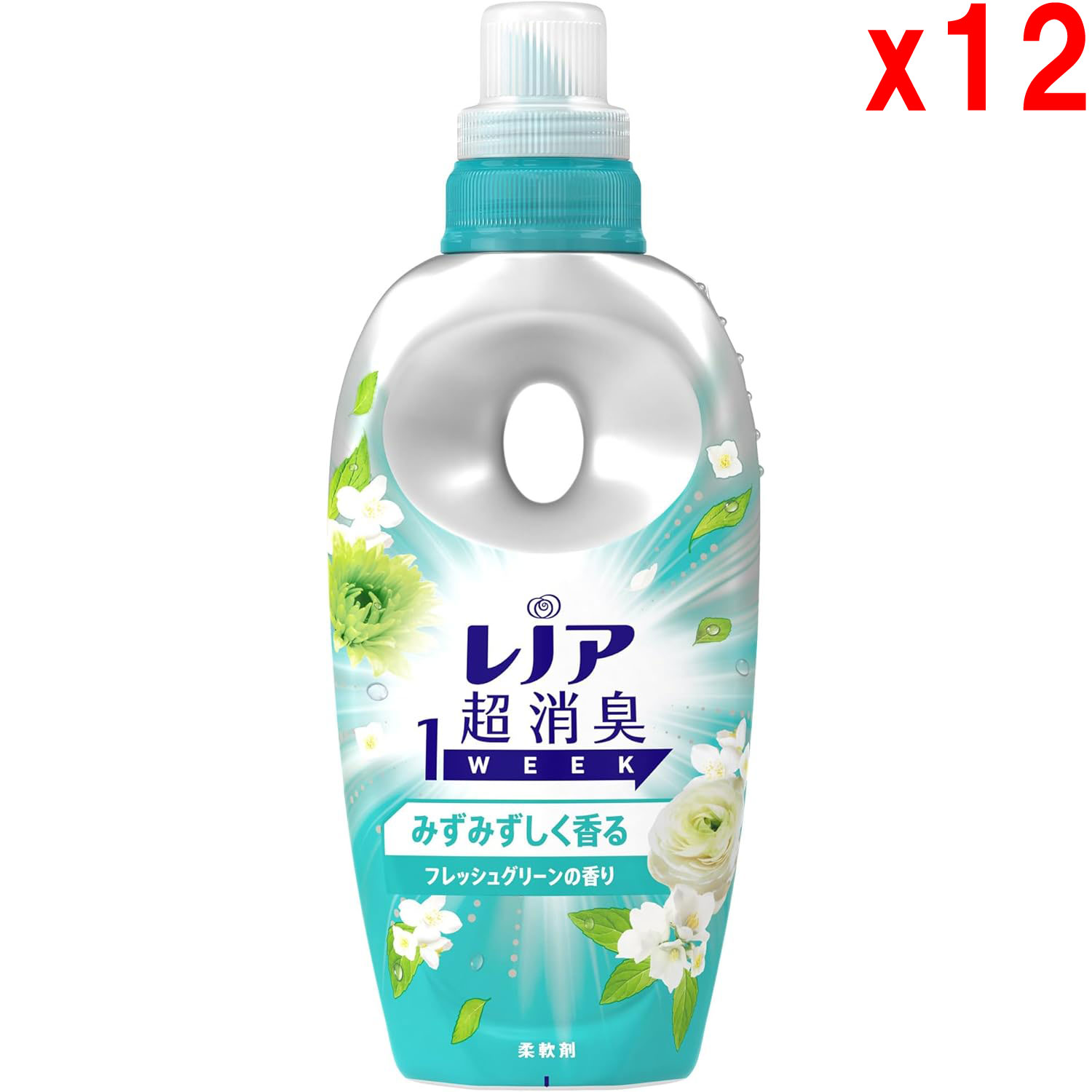 ●12本セット レノア Lenor 超消臭1WEEK 柔軟剤 みずみずしく香るフレッシュグリーンの香り 本体 490mL