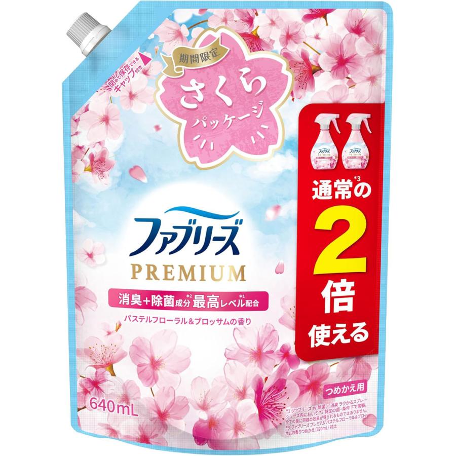 ファブリーズ 消臭スプレー 布用 PREMIUM 消臭+除菌成分最高レベル配合 パステルフローラル＆ブロッサム つめかえ 640mL