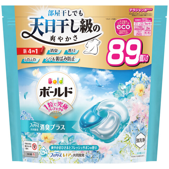 P&G ボールドジェルボール 4D 爽やかフレッシュフラワーサボンの香り 89個入り つめかえ テラジャンボサイズ
