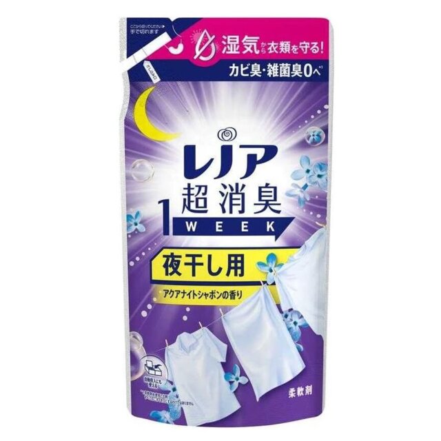レノア 超消臭1WEEK 柔軟剤 夜干し用 アクアナイトシャボン つめかえ 340mL