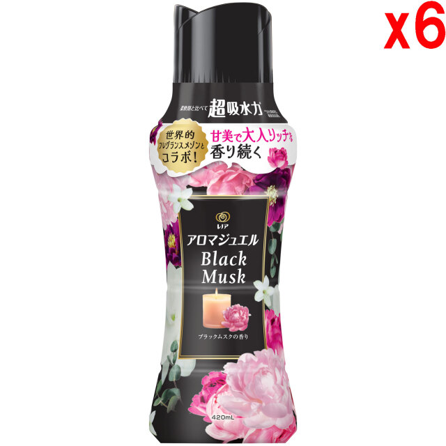 ●6本セット レノア アロマジュエル お洗濯の香り付けビーズ ブラックムスクの香り 本体 420mL 【季節限定】