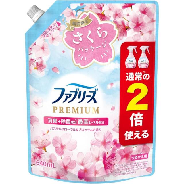 ファブリーズ 消臭スプレー 布用 PREMIUM 消臭+除菌成分最高レベル配合 パステルフローラル＆ブロッサム つめかえ 640mL