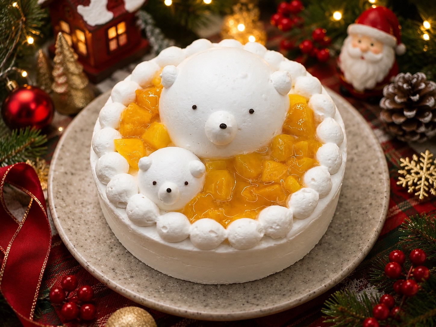 クリスマス限定 しろくまさんのマンゴーショートケーキ