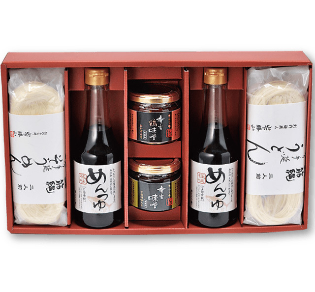 KM-075D　きらら亭手仕込み特製調味料+半生そうめん・うどんセット