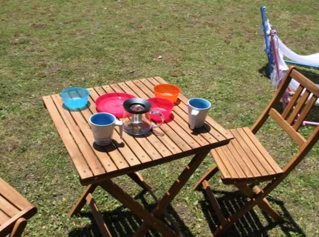 🍀東谷 AZUMAYA🍀ガーデンテーブル3点セット🍀アカシア材🍀バイロン