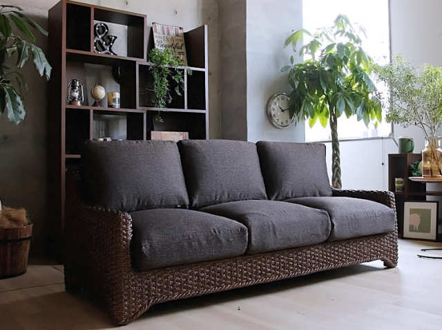 LURAKU 3人掛けソファ ブラウン ルジック 3人掛けソファ 幅202㎝