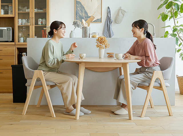 円形 伸長式ダイニングテーブル Dentto(デント) ナチュラル｜北欧