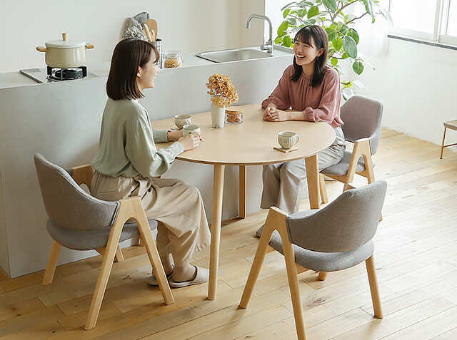 円形 伸長式ダイニングテーブル Dentto(デント) ナチュラル｜北欧