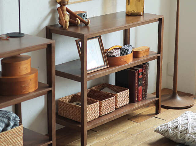 ヴィンテージ調 木製オープンラック 12分割 抽斗付き オーガナイザー シェルフ オープンシェルフ form（フォーム）ブラウン 90cm｜北欧