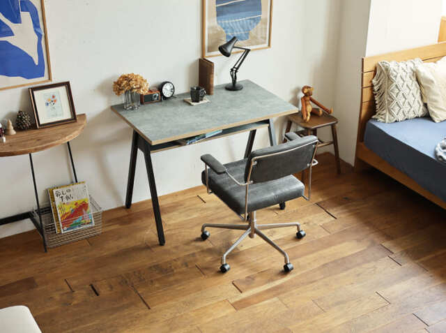 ワークデスク fumi（フミ）コンクリート調タイプ｜北欧・ヴィンテージ