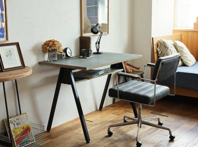 ダイニングテーブル PC デスク コンクリート風 ワークデスク fumi（フミ）コンクリート調タイプ｜北欧・ヴィンテージ